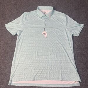 1764 Signature Polo Shirt Mens 2XL Green Bicycle Print Performance Stretch